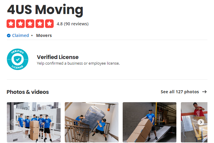 4US Moving Account Yelp